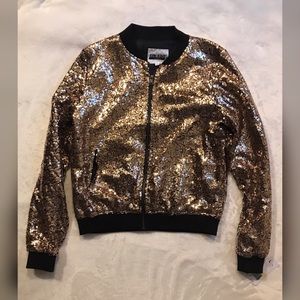 Gold Sequin Bomber Jacket